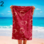 Colorful Heart Beach Towels, Romantic Summer Style Pool Towel, Soft & Lightweight Sand-Free Towel, Heart Print Towel, Romantic Beach Gift