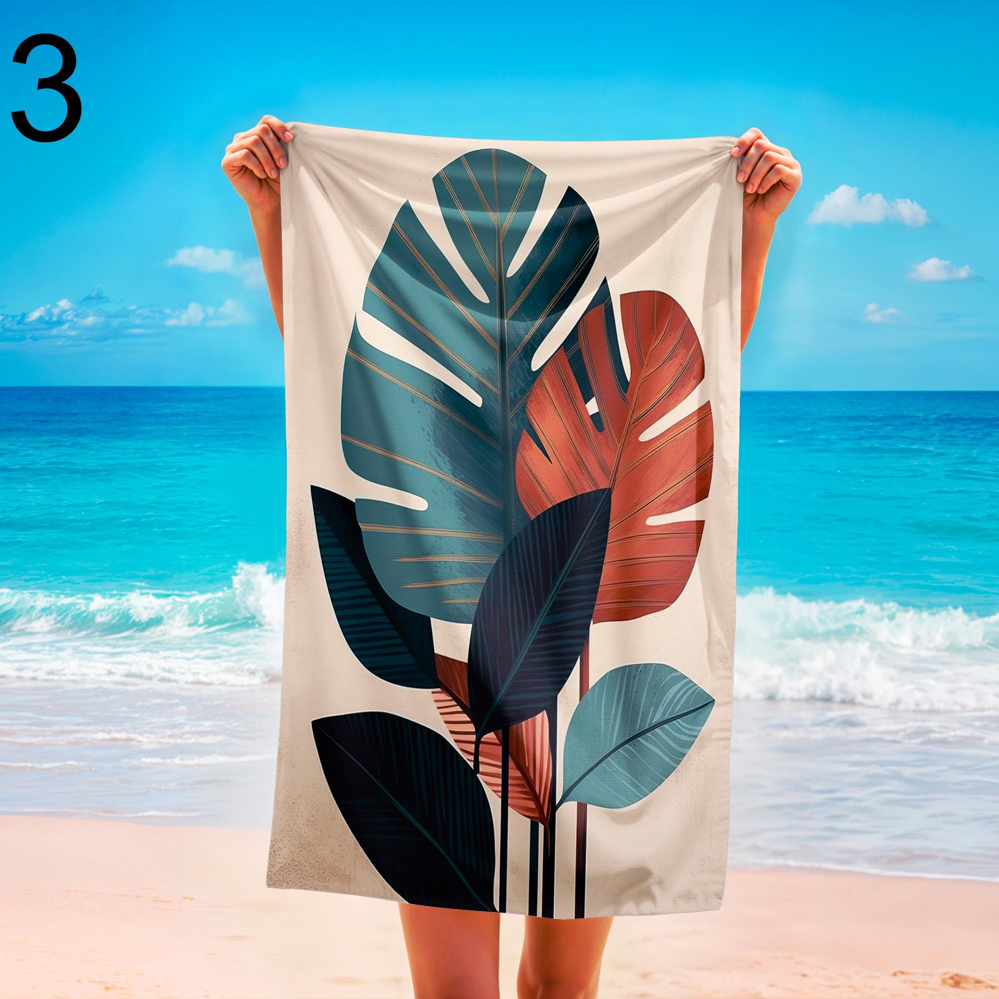 Retro Tropical Bloom Designs Beach Towel, Floral Botanical Beach Towels, Boho Floral Bathroom Towels, Colorful Flowers Pool Towels