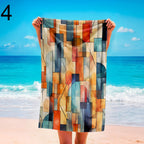 Mid-Century Modern Patterned Summer Towels for Pool, Retro Geometric Beach Towels, Beach & Travel Towels, Retro Bathroom Towel