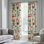 Retro Vintage Curtains, Mid Century Window Curtain, 50s 60s Retro Print Curtain Panels, MCM Curtains, 70s Retro Geometric Abstract Drapes