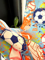 Kids Sports Theme Curtains, Boys Room Window Panels, Football Soccer Baseball Basketball Drapes, Playroom Curtain Panels