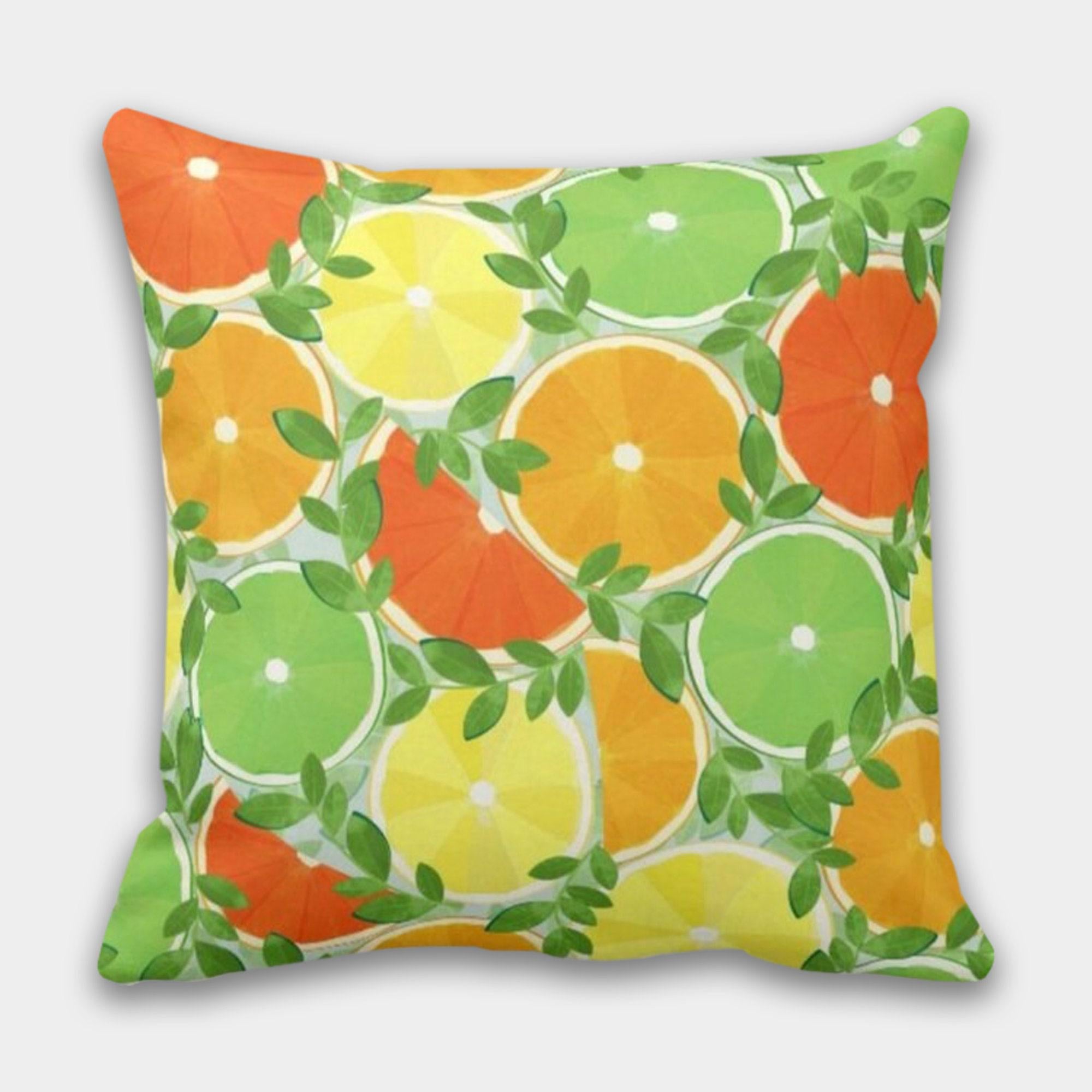 Yellow Lemon Pillow Covers, Waterproof Lemon Pillowcase, Floral Summer Pillow, Lemon Kitchen Pillow Decor, Lemon Indoor/Outdoor Home Decor