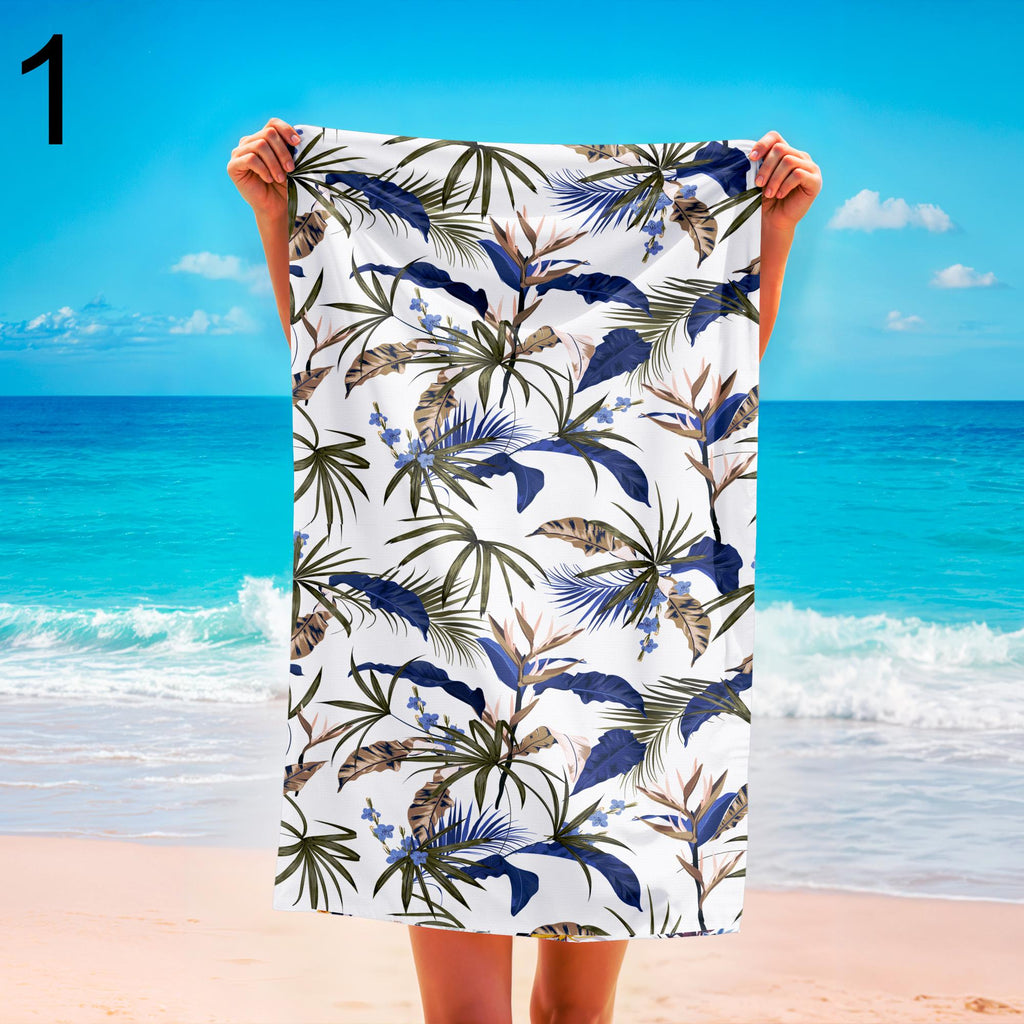 Tropical Leaf Beach Towel, Botanical Palm Print Towel, Floral Jungle Travel Towel, Quick Dry Summer Beach Towel, Tropical Bathroom Towel