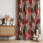 Tropical Leaf Curtain Panels, Botanical Window Drapes, Exotic Plants Curtains, Tropical Leaves Grommet Panels, Botanical Leaf Curtain