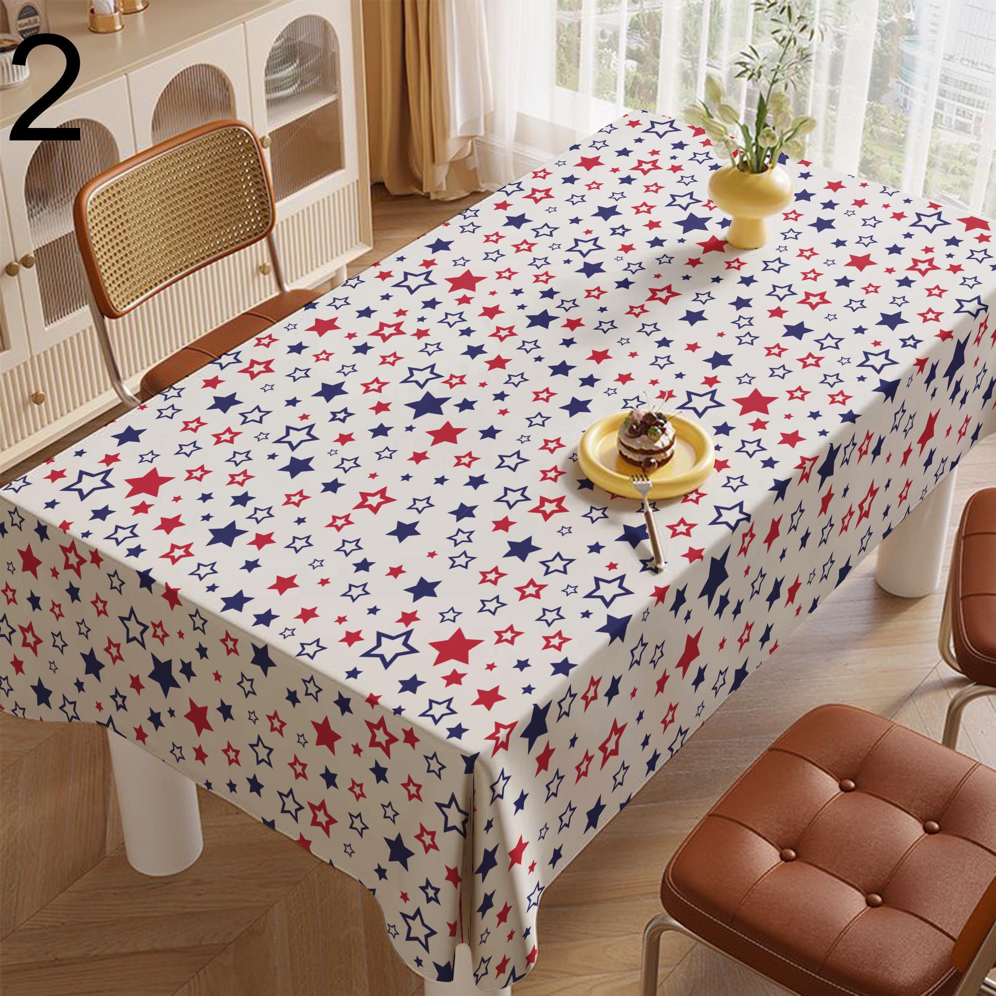 Patriotic Stars Table Linens, Americana Stars Table Decor, 4th of July Table Cover, Red Blue White Tablecloth,  Independence Day Table Cloth
