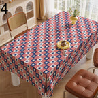 Patriotic Stars Table Linens, Americana Stars Table Decor, 4th of July Table Cover, Red Blue White Tablecloth,  Independence Day Table Cloth