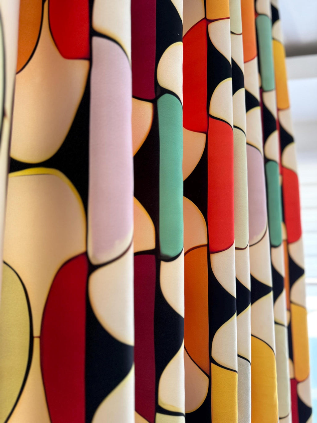 Mid Century Modern Curtain Panels, Colorful Print Curtains, 70s Retro Window Drapes, Retro Abstract Blackout Curtain, Retro Grommet Curtain