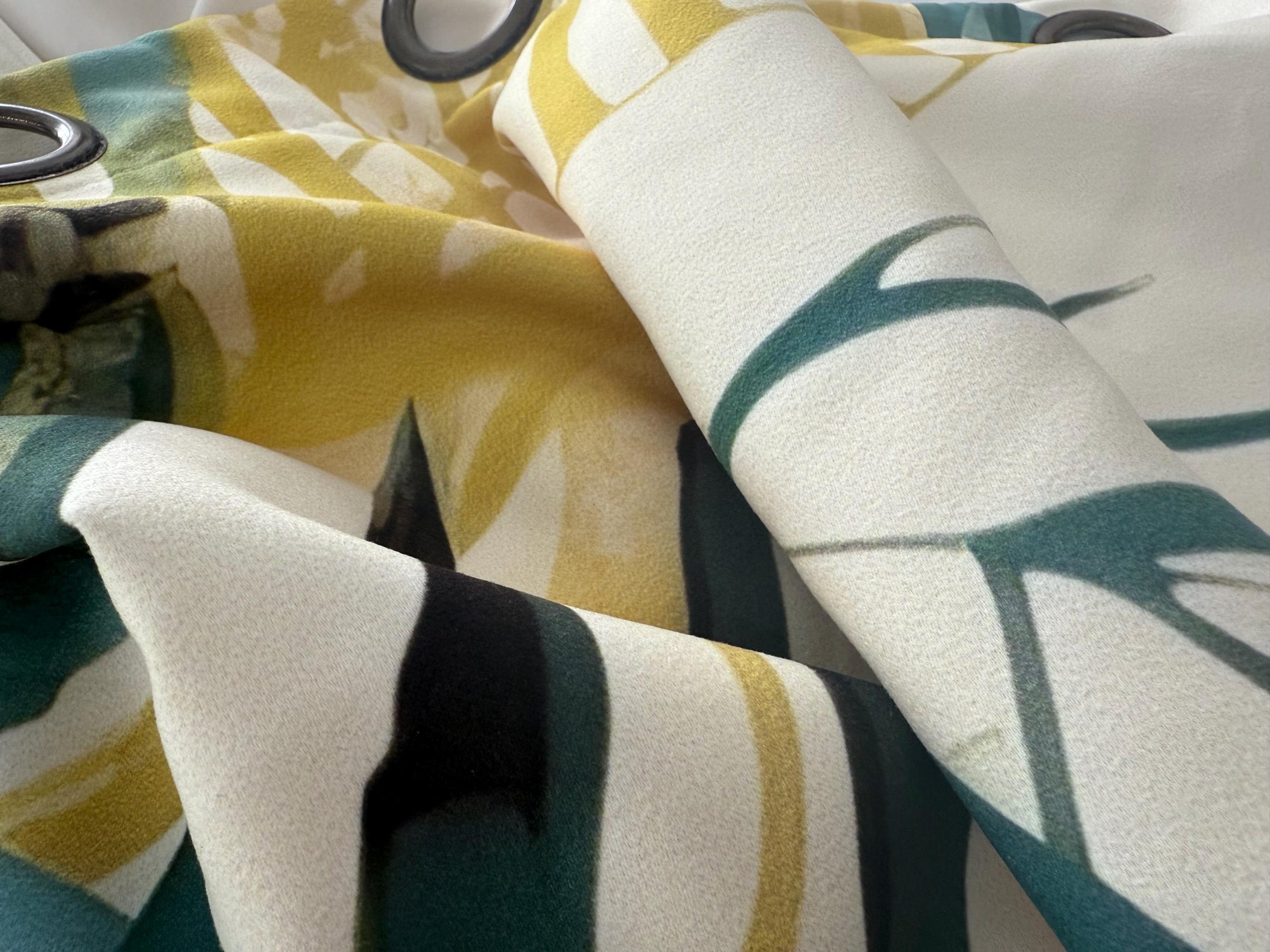 Tropical Abstract Leaf Curtain, Botanical Curtains, Tropic Green Leaves Grommet Curtains,  Exotic Leaf Curtain Panels, Botanical Drapes