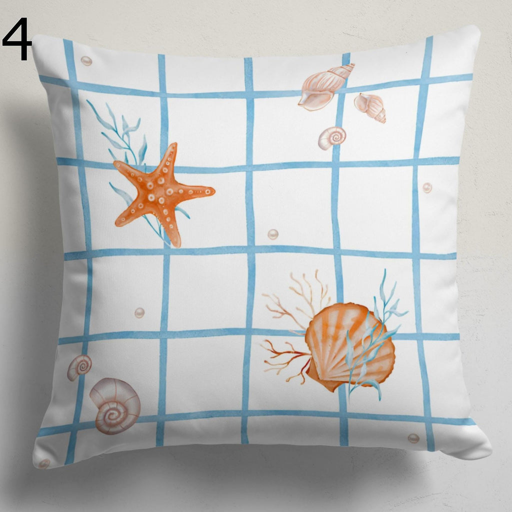 Coastal Sea Life Pillow Covers, Nautical Ocean Animal Cushion Cover, Seahorse Jellyfish Turtle Home Decor, Beach House Throw Pillow Covers