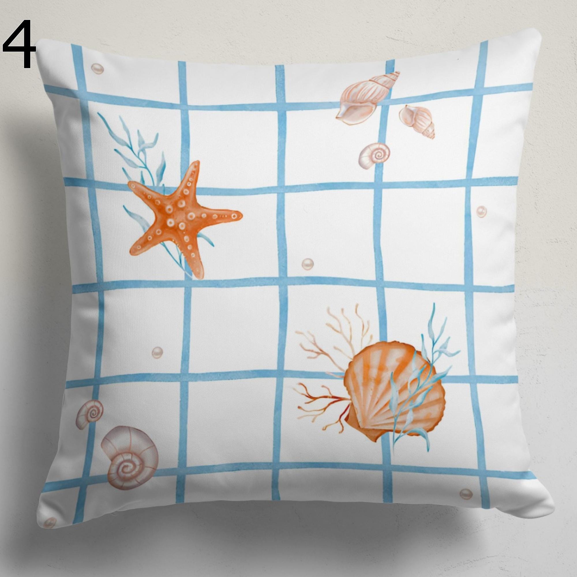 Coastal Sea Life Pillow Covers, Nautical Ocean Animal Cushion Cover, Seahorse Jellyfish Turtle Home Decor, Beach House Throw Pillow Covers