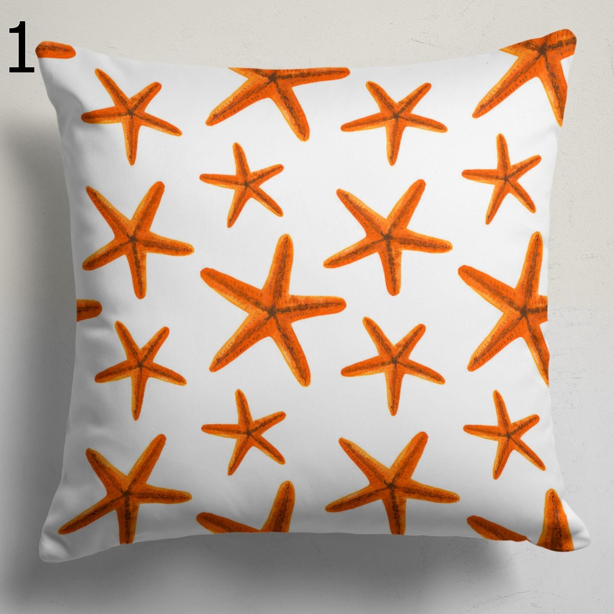 Decorative Starfish Throw Pillow Cover, Coastal Sea Life Pillow Covers, Nautical Oceans İndoor/Outdoor Cushion Cover, Beach House Home Decor