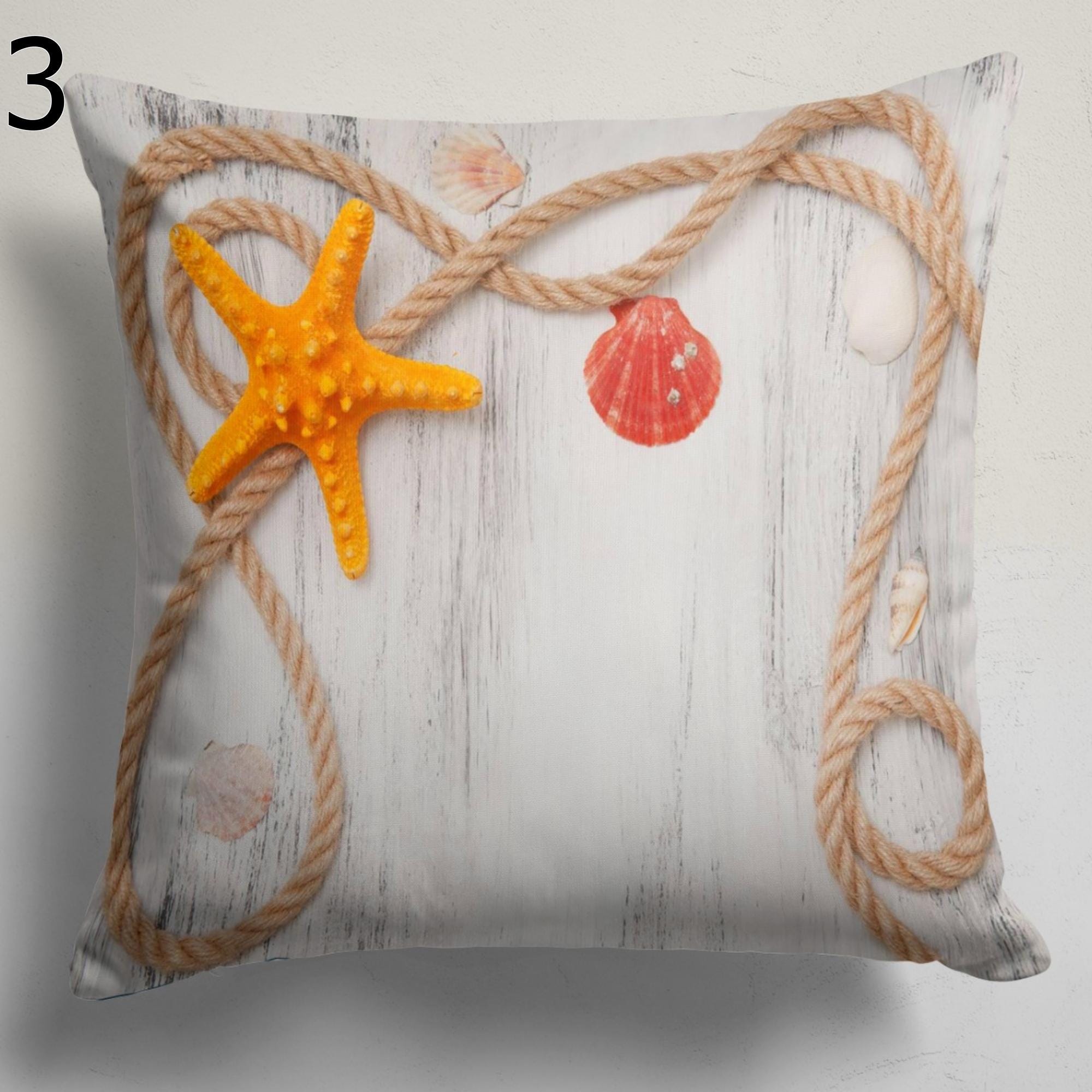 Decorative Starfish Throw Pillow Cover, Coastal Sea Life Pillow Covers, Nautical Oceans İndoor/Outdoor Cushion Cover, Beach House Home Decor