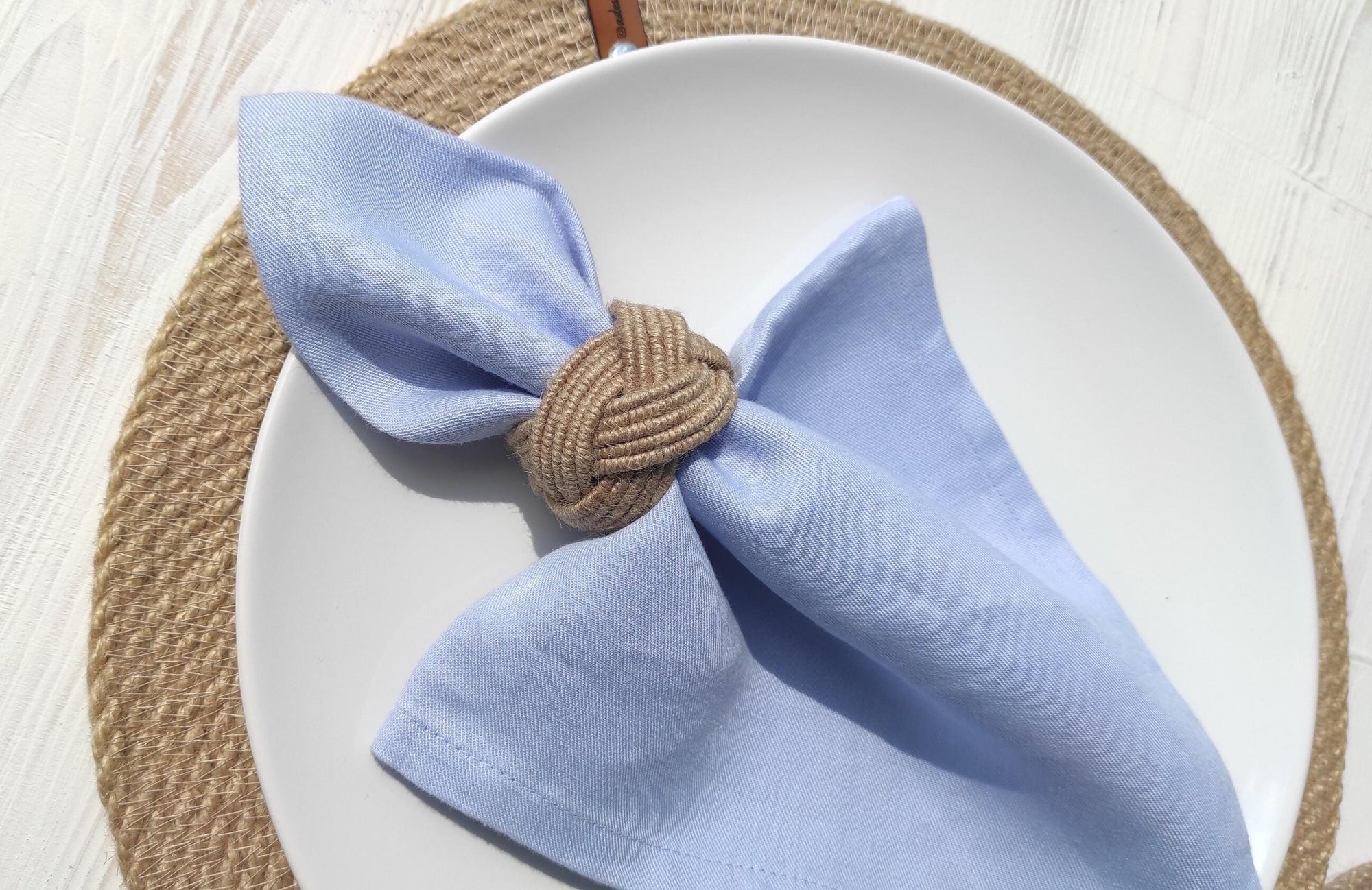 Natural Jute Rope Napkin Rings, Braided Rustic Rope Napkin Ring, Jute Handmade Sailor Knot Napkin Holder, Jute Burlap Napkin Ring