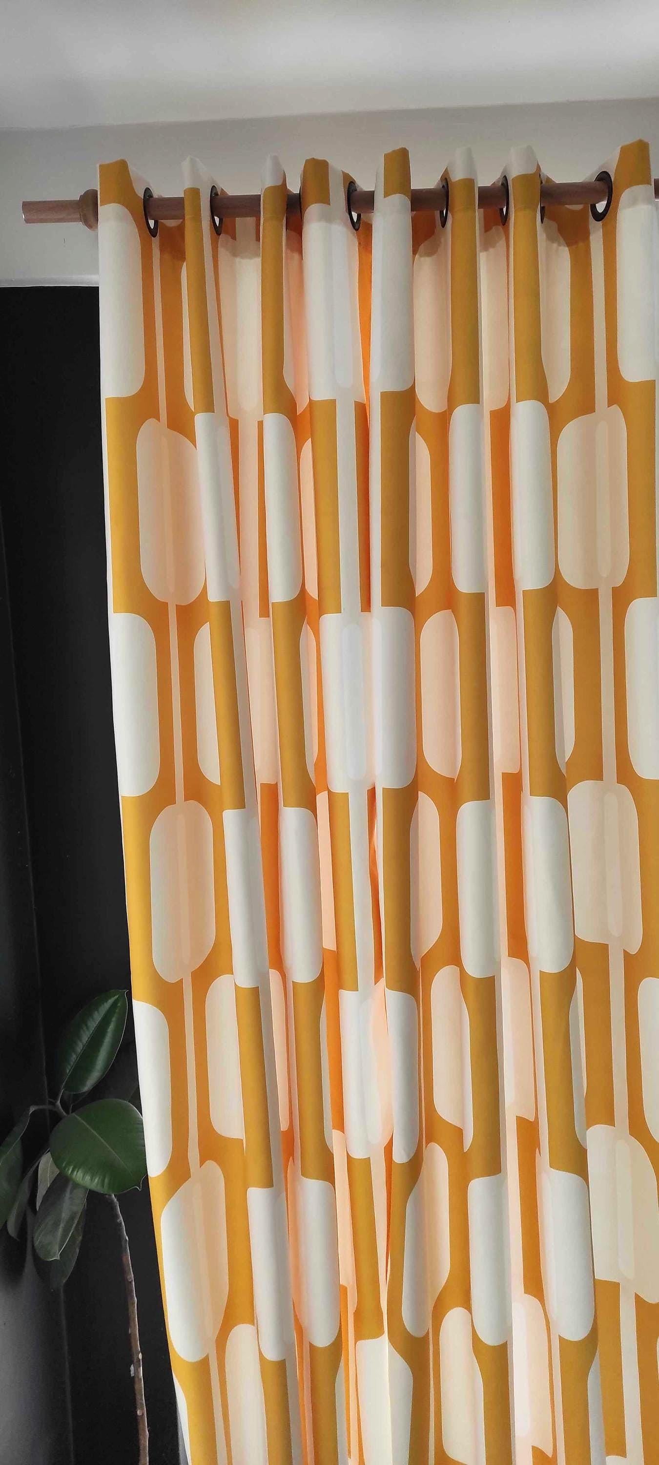 Retro Bauhaus Curtains, Mid Century Curtain, 70s 80s Window Curtain, Retro Bauhaus Living Room Curtain, Sage Geometric Abstract Curtains