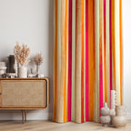 70s Style Striped Curtains, Mid Century Modern Curtain Panels, Retro Geometric Window Panels, Colorful MCM Abstract Drapes, Orange Curtains