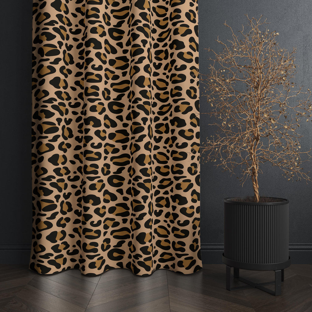 Leopard Pattern Window Panel, Leopard Print Curtain, Wild Animal Curtain Panels, Modern Boho Curtain, Exotic Room Accent Panels