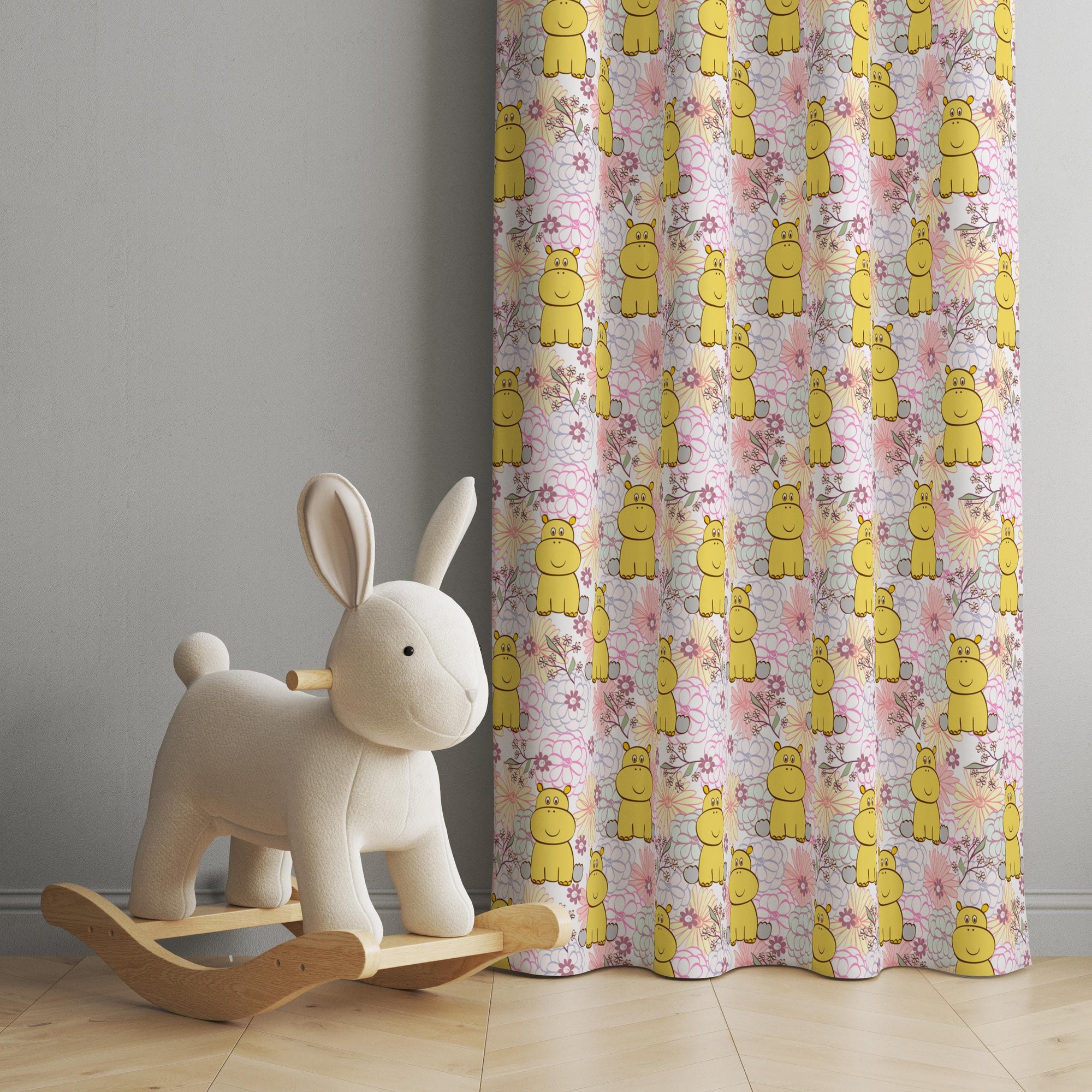 Cute Animals Print Curtain, Kids Room Drapes, Cute Animals Nursery Curtain, Cartoon Animal Art Window Curtain Panels, Toddler Print Drapes