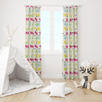 Cartoon Animal Window Curtain Panels, Cute Animals Print Curtain, Kids Room Drapes, Toddler Print Drapes, Cute Animals Nursery Curtain