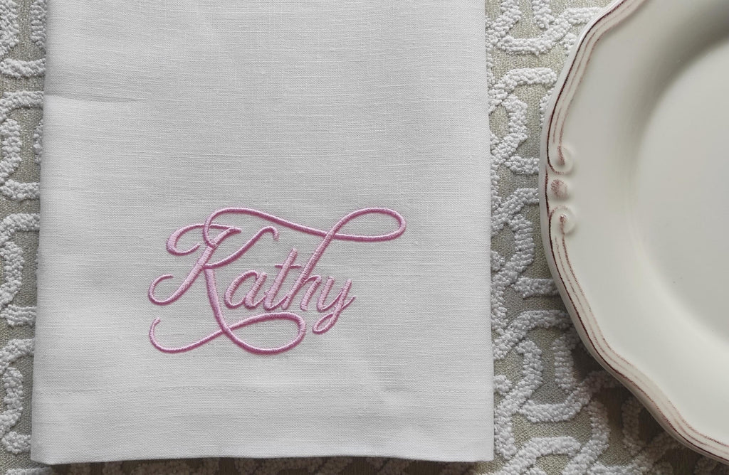 Embroidered Linen Napkins, Custom Linen Napkins, Wedding Napkins, Personalized Linen Napkins with Name Embroidery, Family Linen Napkins
