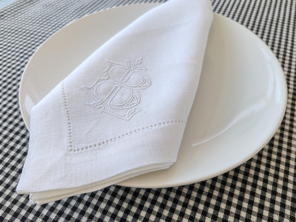 Two Letter Monogrammed Linen Napkins, Interlocking Monogrammed Linen Napkins, Letter Monogrammed Napkins, Personalized Linen Napkins