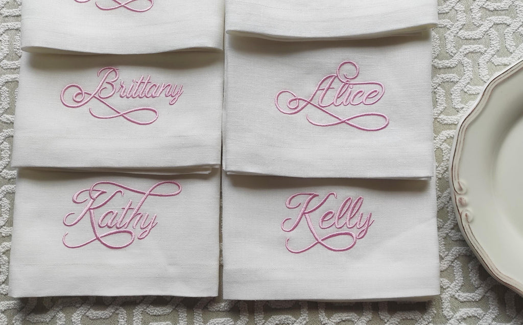 Embroidered Linen Napkins, Custom Linen Napkins, Wedding Napkins, Personalized Linen Napkins with Name Embroidery, Family Linen Napkins