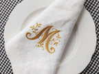 Letter Monogrammed Napkins, Personalized  Linen Napkins, Monogrammed Napkins, Custom Linen Napkins, Embroidered Initials on Wedding Napkin