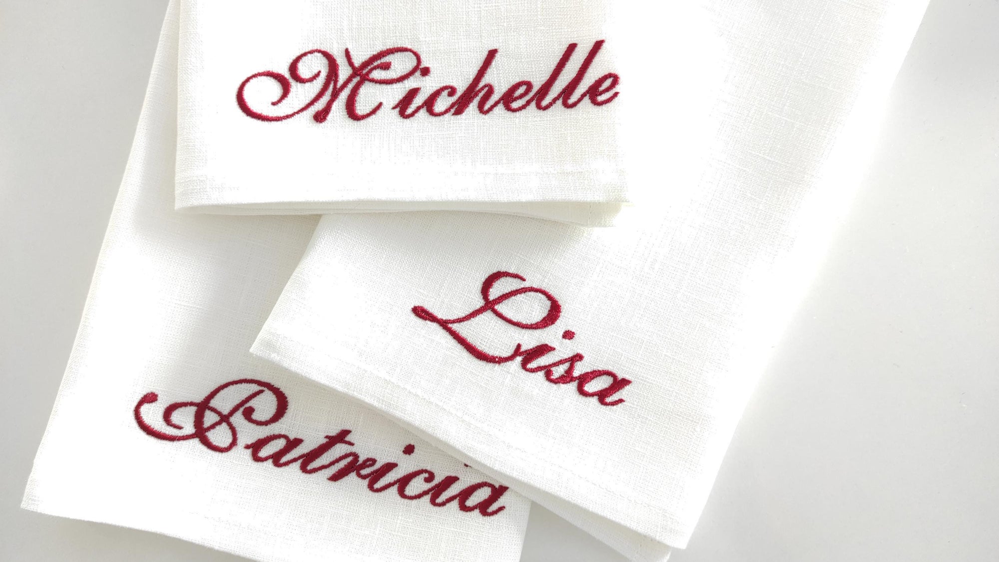 Embroidered Name Linen Dinner Napkins, Embroidered Napkin With Name, Wedding Monogrammed Napkins, Wedding Napkins, Personalized Napkins