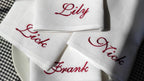 Embroidered Name Linen Dinner Napkins, Embroidered Napkin With Name, Monogrammed Linen Napkins, Wedding Custom Napkins, Personalized Napkins
