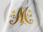 Letter Monogrammed Napkins, Personalized  Linen Napkins, Monogrammed Napkins, Custom Linen Napkins, Embroidered Initials on Wedding Napkin