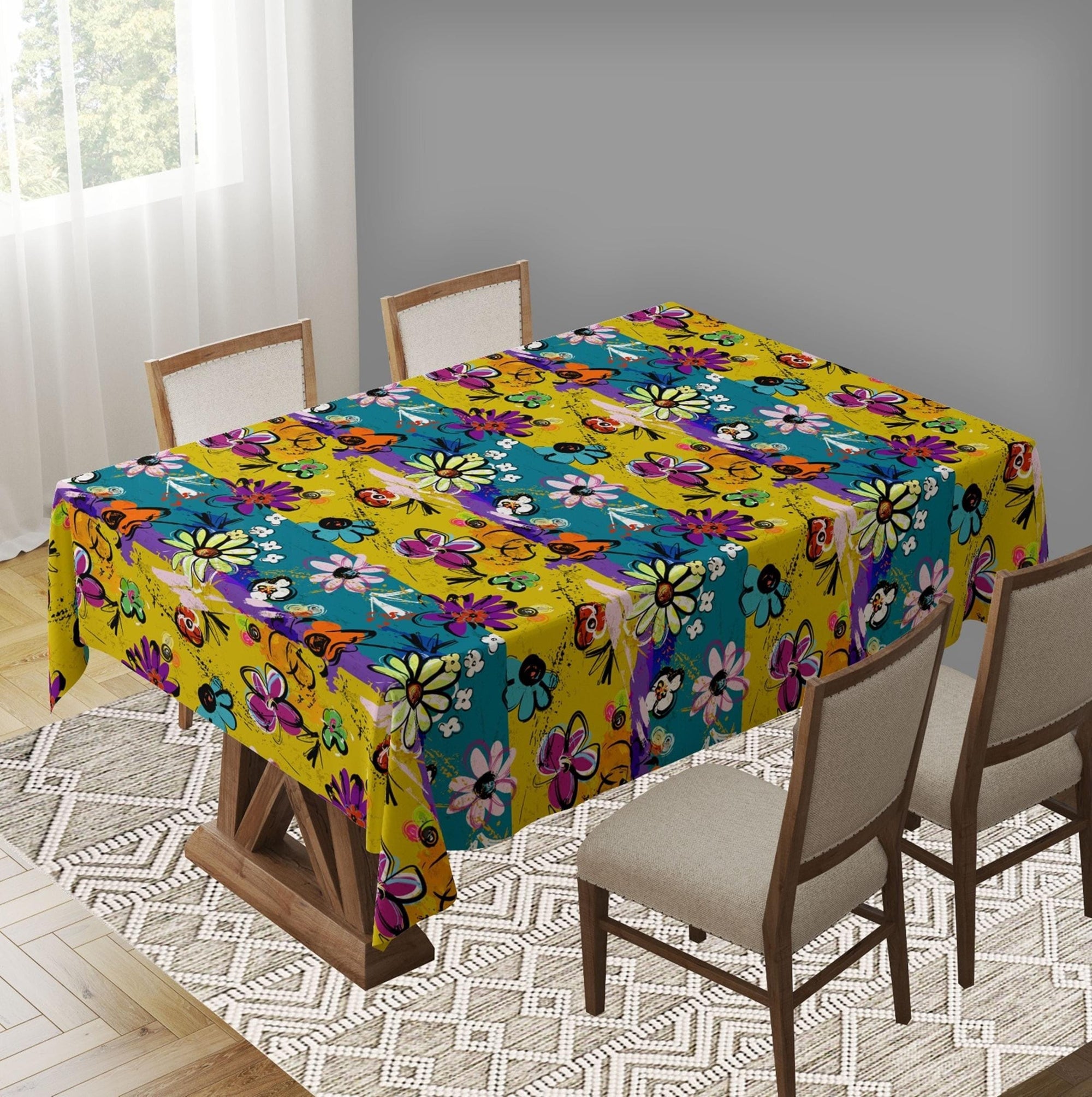 Floral Print Tablecloths, Flowers Cottagecore Kitchen Decor Tablecloths, Botanical Flowers Table Cloth Spring Floral Summer Table Cloth
