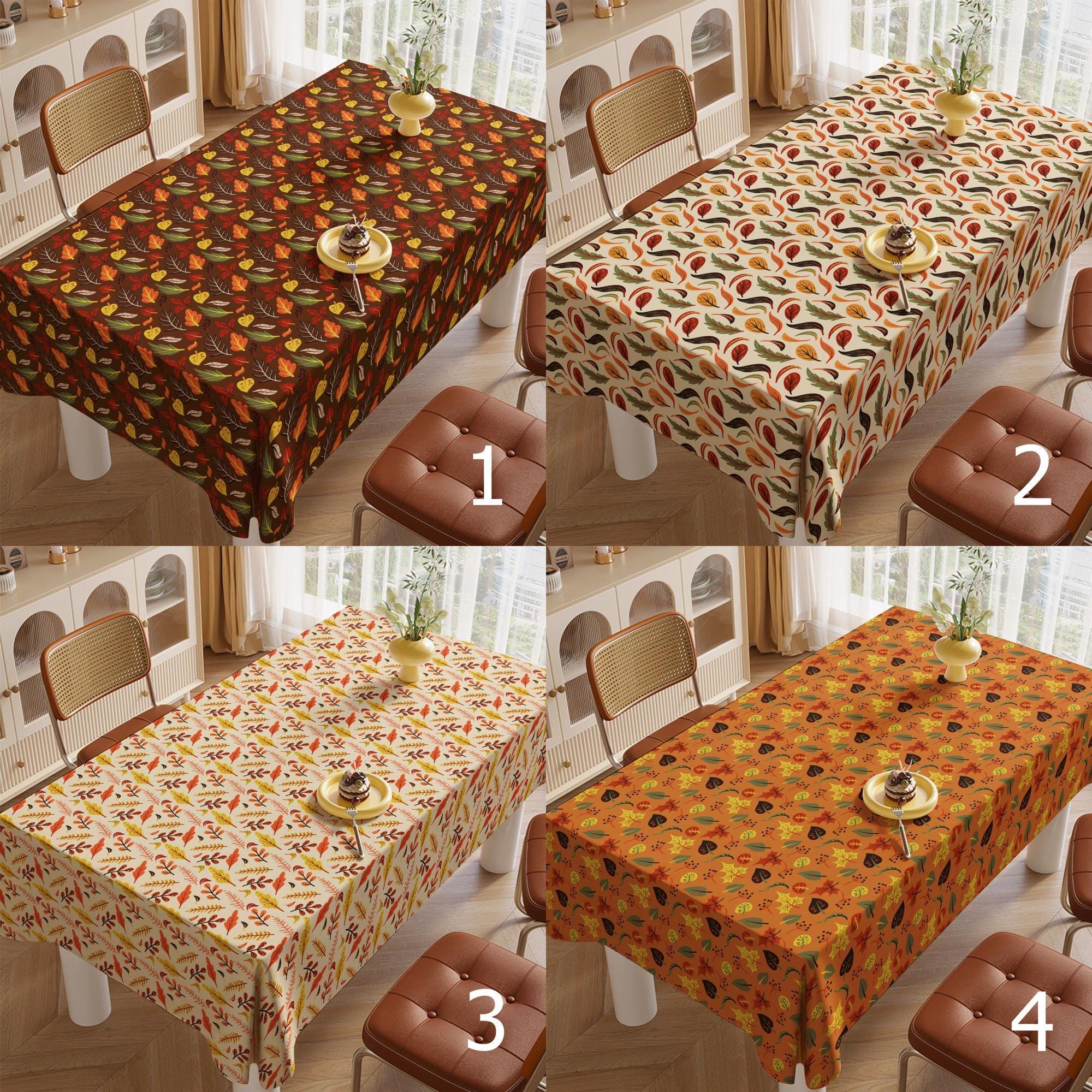 Thanksgiving Table Linen, Autumn Leaf Tablecloth, Fall Maple Leaves Table Cover, Harvest Season Tablecloths, Thanksgiving Dinner Table Decor