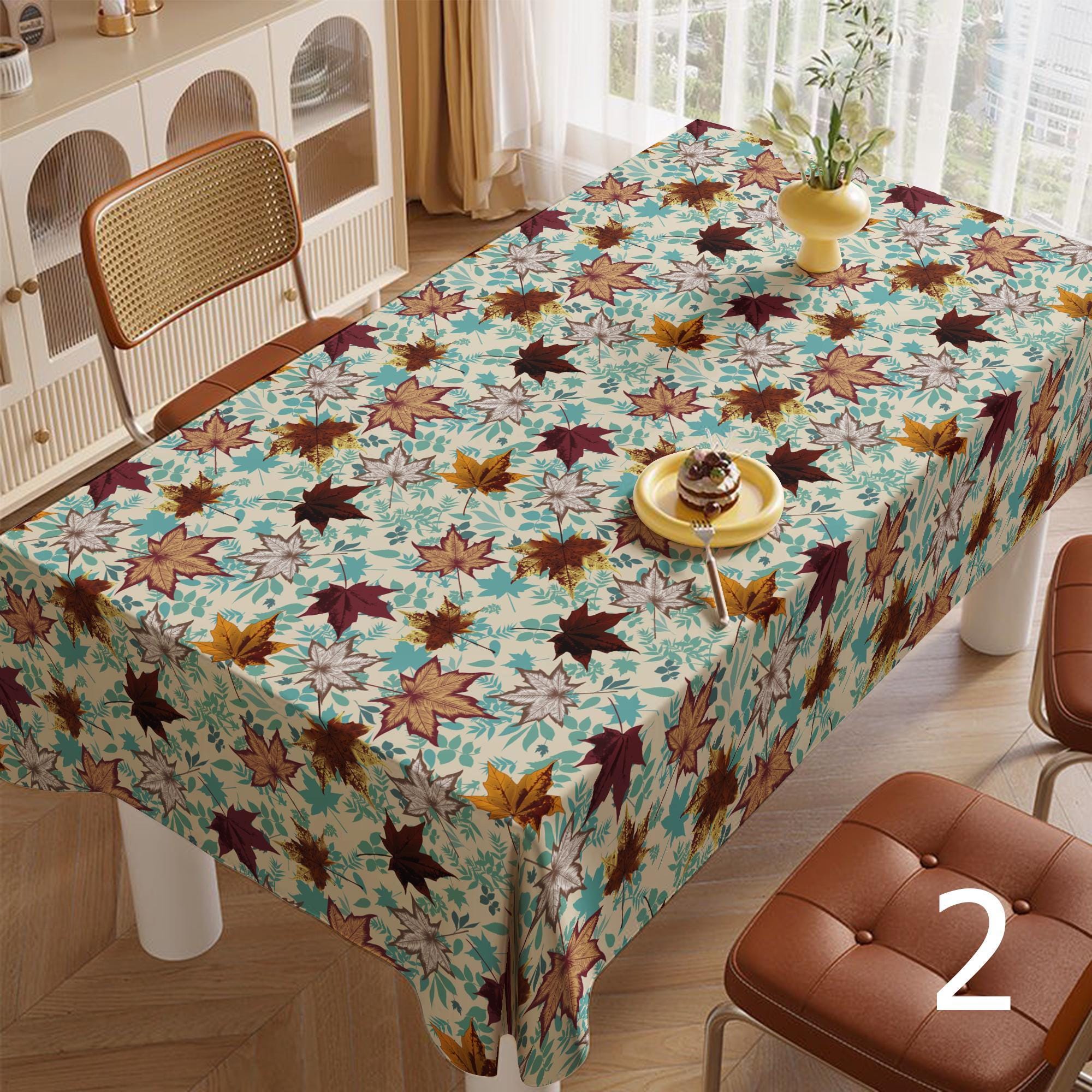 Autumn Leaf Tablecloth, Fall Maple Leaves Table Cover, Thanksgiving Table Linen, Harvest Season Tablecloths, Thanksgiving Dinner Table Decor
