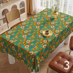Retro Floral Tablecloths, Retro Flower Table Cover, 60s 70s Boho Floral Kitchen Table Linens,  Mid Century Flower Print Table Cloths