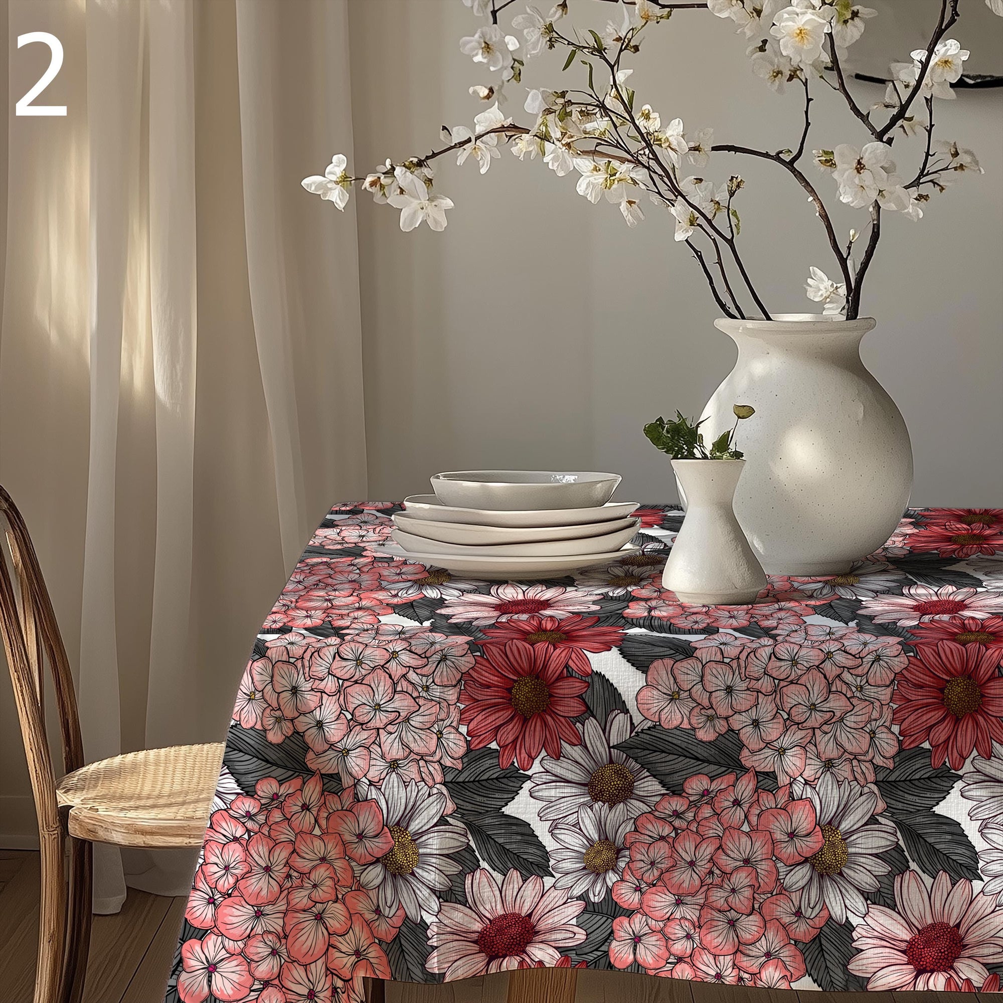 Floral Tablecloths, Flowers Cottagecore Kitchen Decor Tablecloths, Vintage Botanical Flowers Table Cover, Spring Floral Summer Table Linens