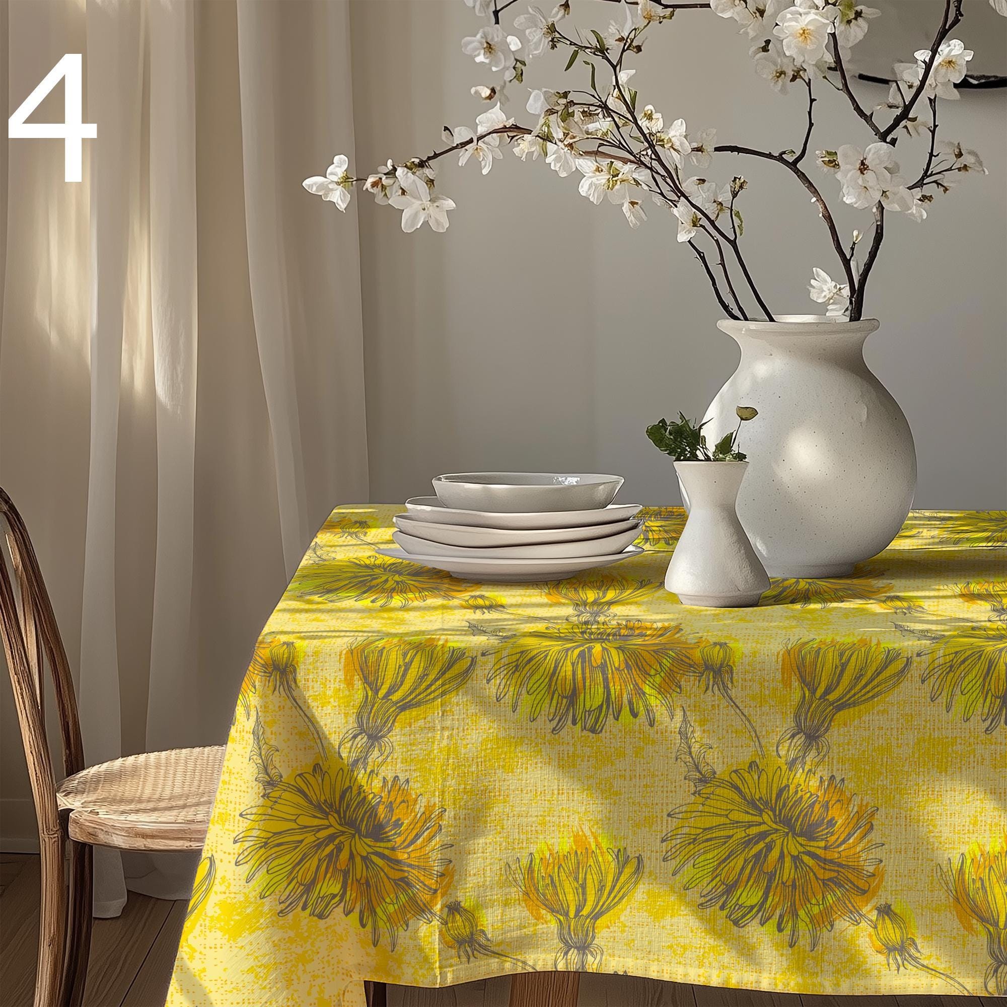 Floral Tablecloths, Botanic Flowers Table Linens, Vibrant Floral Table Cloth, Wildflowers Print Tablecloth, Colorful Flowers Table Covers