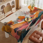 Multicolor Autumn Landscape Tablecloth, Fall Abstract Leaf Table Covers, Fall Landscape Tablecloth,  Thanksgiving Printed Tablecloths