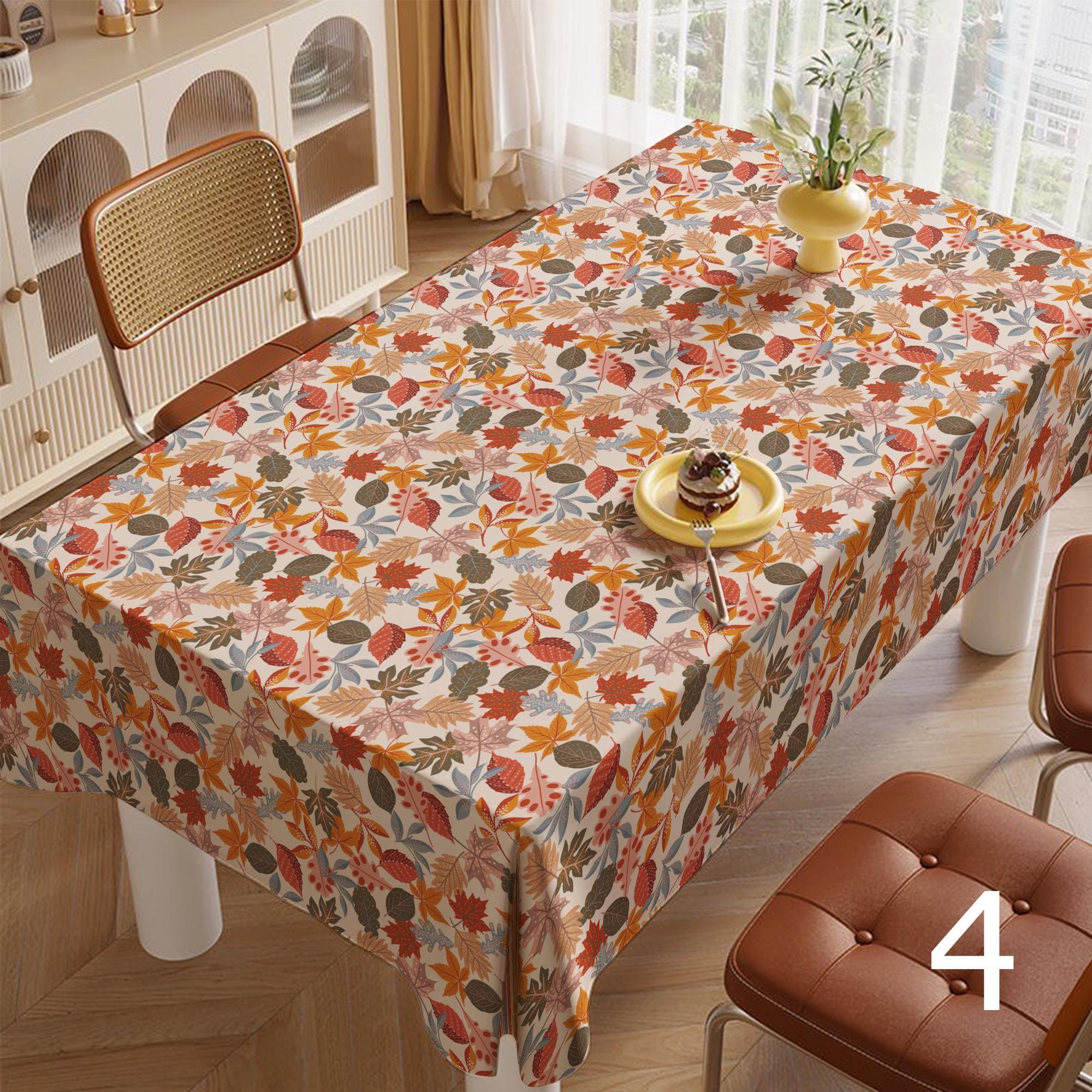 Autumn Leaf Tablecloth, Fall Maple Leaves Table Cover, Thanksgiving Table Linen, Harvest Season Tablecloths, Thanksgiving Dinner Table Decor