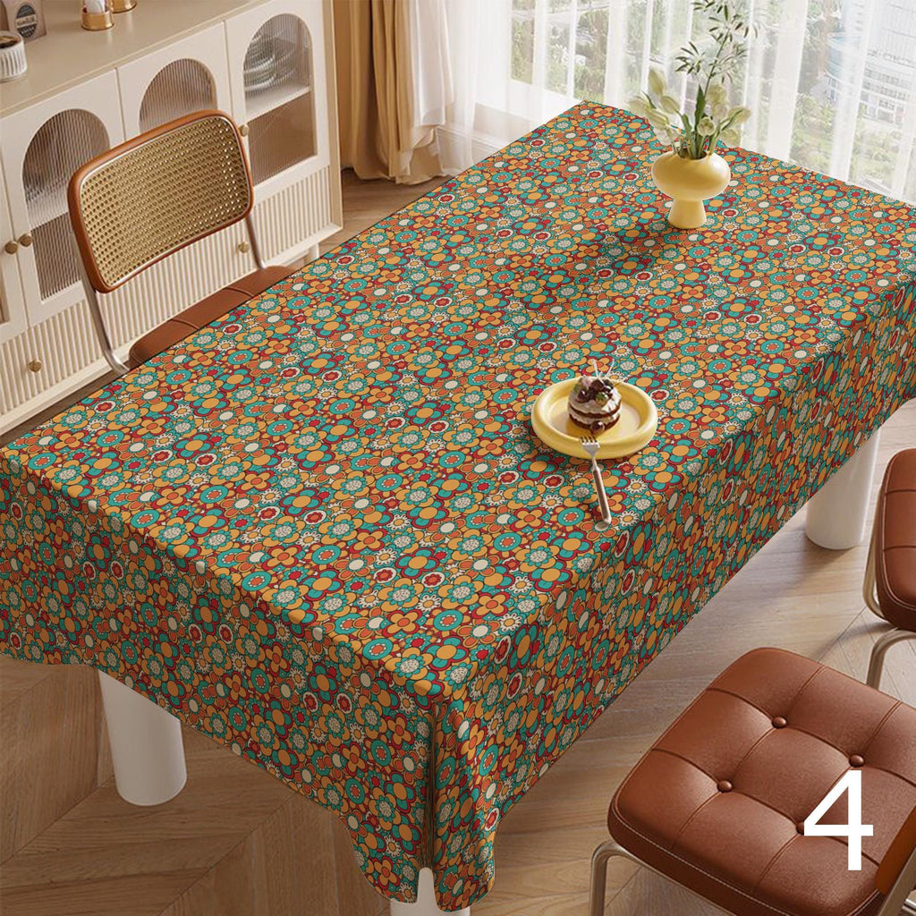 Retro Floral Tablecloths, Mid Century Flower Print Table Cloths, Retro Flower Table Cover, 60s 70s Boho Floral Kitchen Table Linens