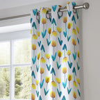 Floral Curtains, Tulip Curtains, Yellow Flowers Window Curtain Panels, Floral Drapes, Yellow Floral Print Curtain Panels, Tulip Drapes