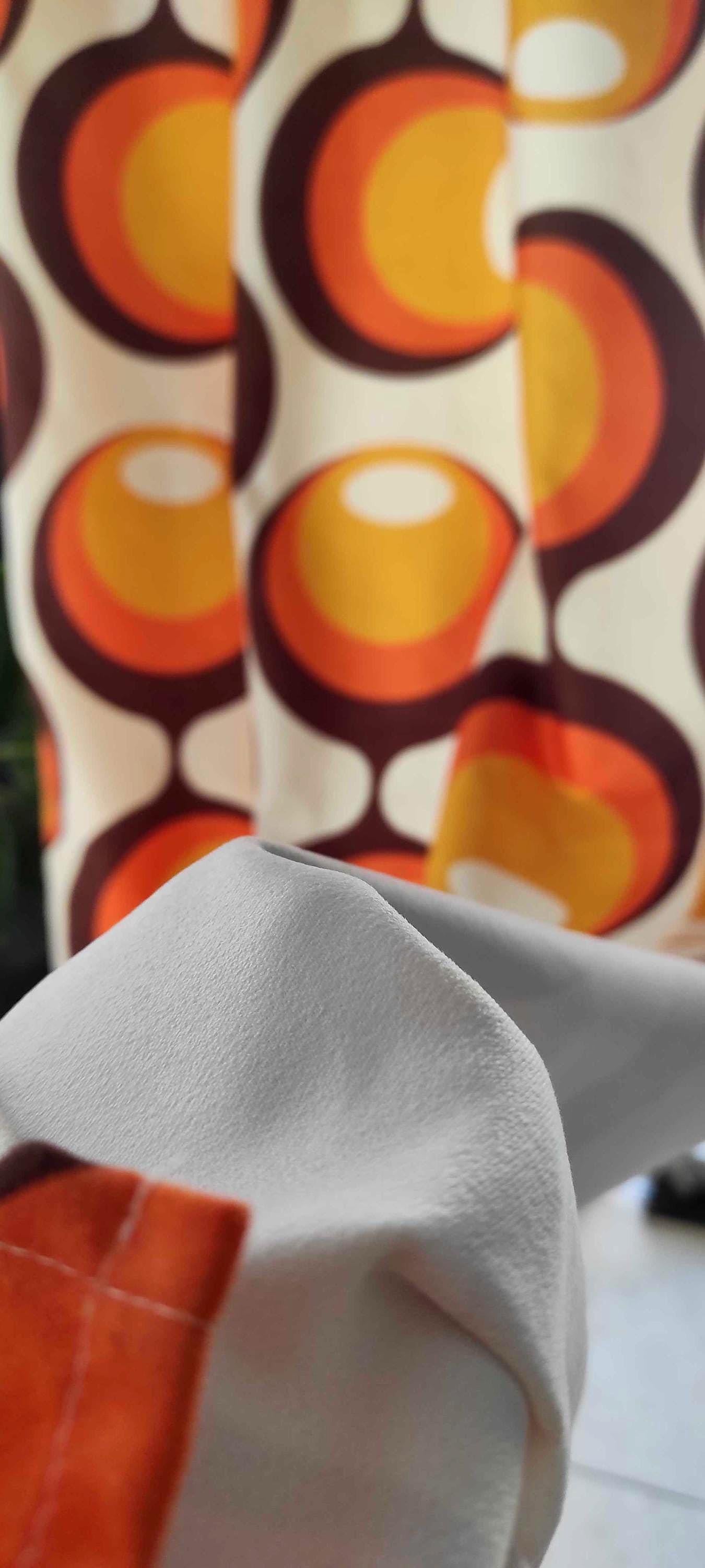 Retro Orange Curtains, Mid Century Modern Window Drapes, 70s Mod Style Curtain, Vintage MCM Curtains, 60s, 70s ,80s Mid Century Curtain