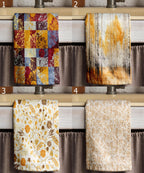 Autumn Kitchen Towels, Fall Tea Towels, Rustic Leaf Print Dish Towels, Thanksgiving Hand Towels, Nature Forest Decor Dish Towels