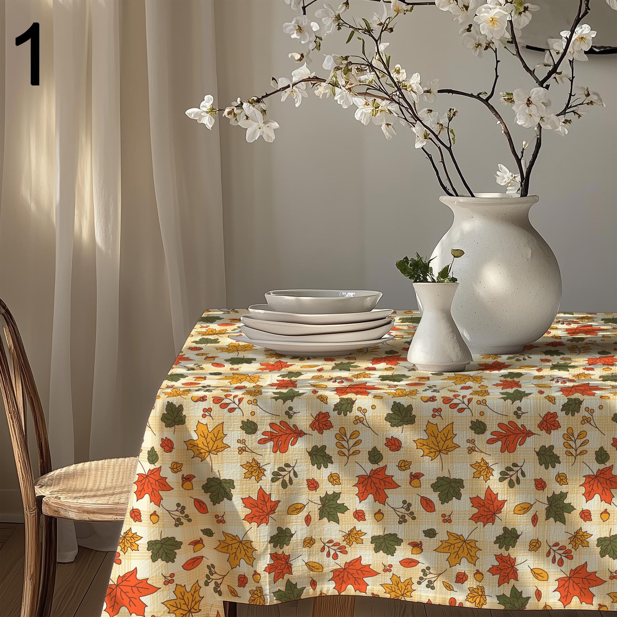 Fall Leaf Tablecloth, Autumn Table Cover, Thanksgiving Table Decor, Harvest Table Linen, Rustic Maple Leaf Tablecloth, Autumn Table Decor