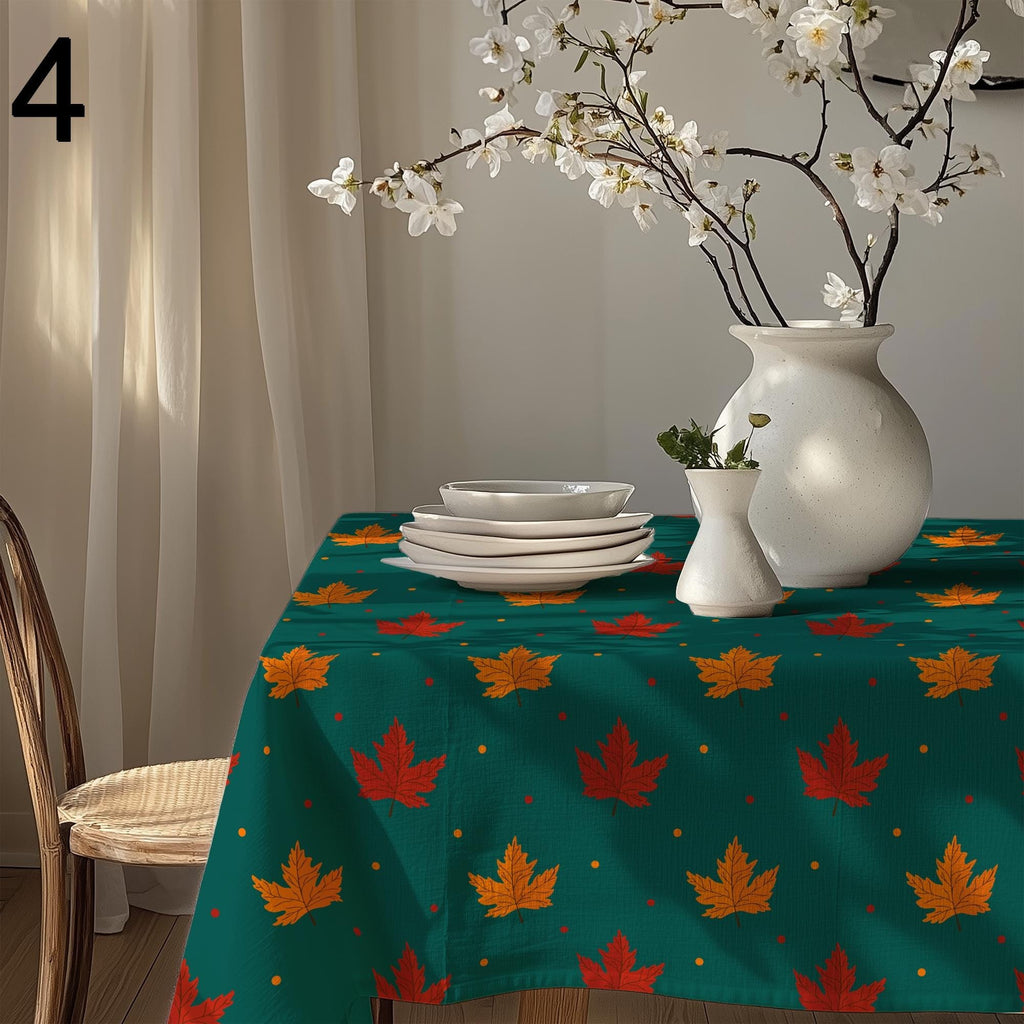 Autumn Leaf Tablecloth, Fall Acorn Table Cover, Thanksgiving Cotton Tablecloth, Harvest Kitchen Decor, Autumn Maple Leaves Table Linen