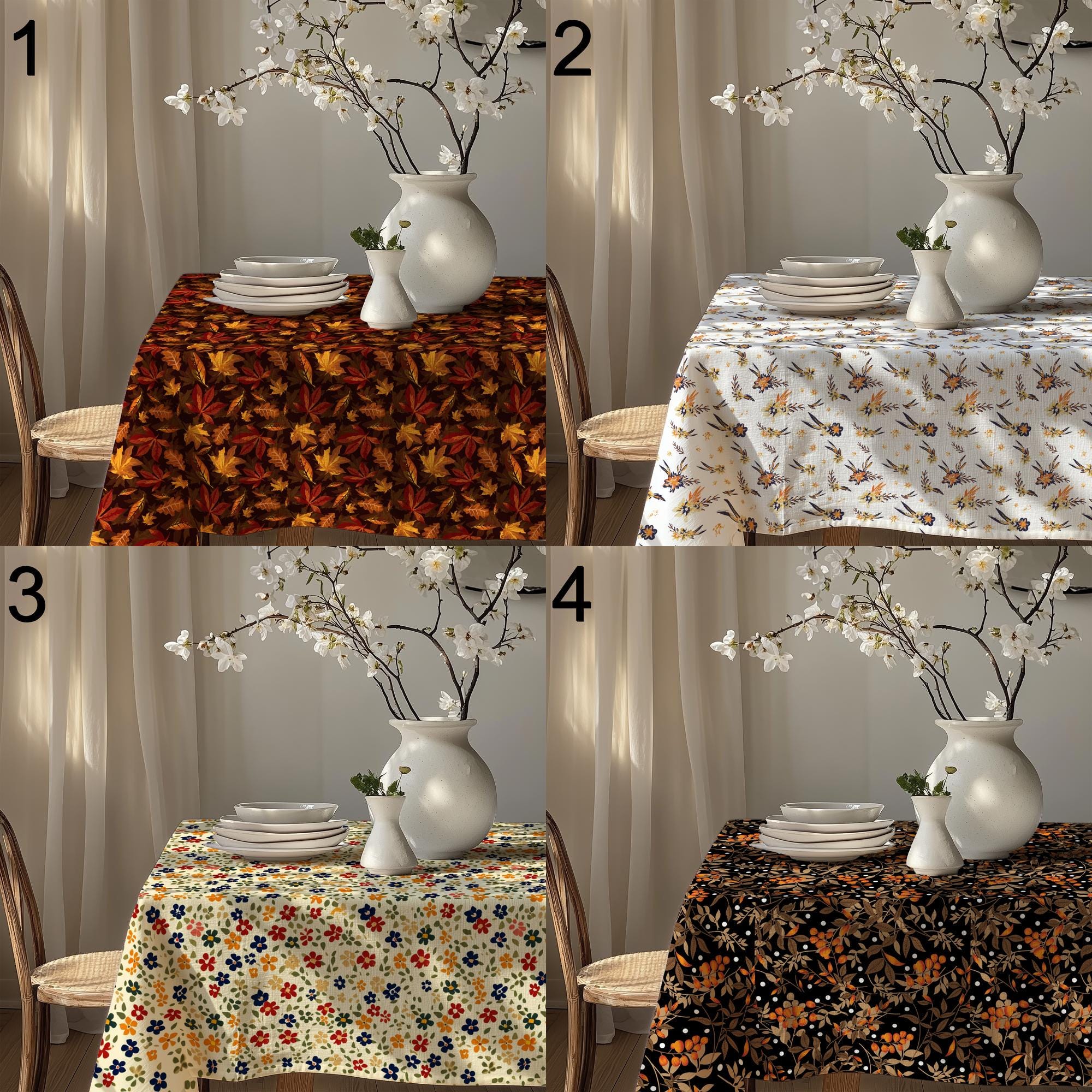 Fall Leaves Table Cover, Autumn Leaf Tablecloth, Seosonal Tablecloth, Harvest Kitchen Table Decor, Autumn Maple Leaves Table Linen