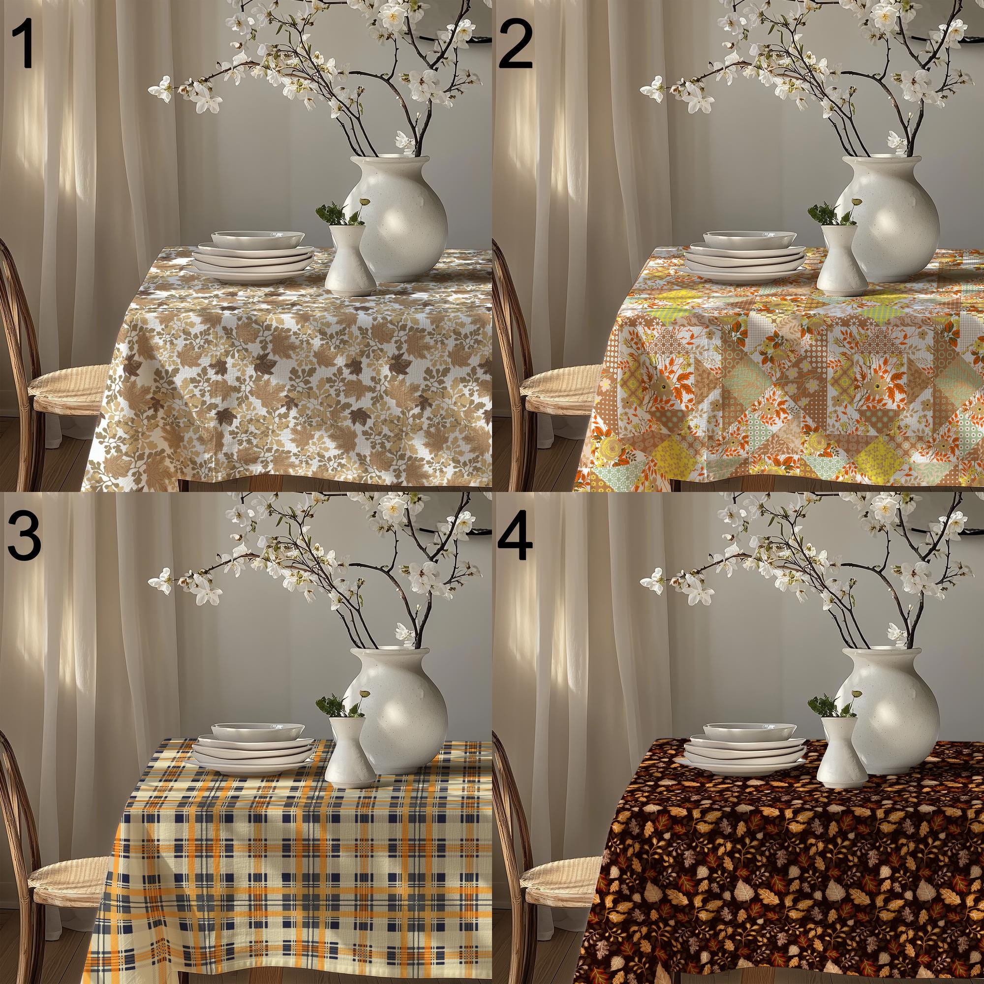 Seosonal Tablecloth, Fall Leaves Table Cover, Autumn Leaf Tablecloth, Harvest Kitchen Table Decor, Autumn Maple Leaves Table Linen