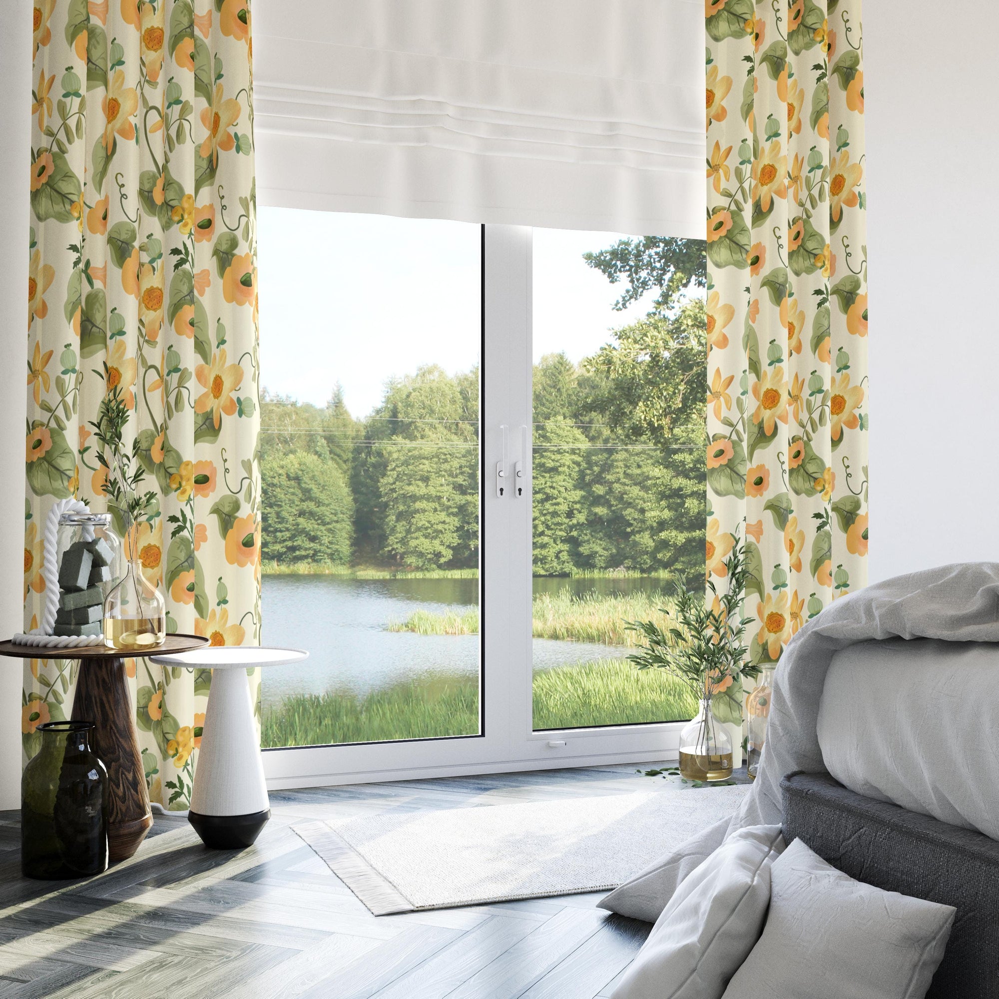 Floral Curtains, Vintage Style Floral Curtain, Farmhouse Wildflowers Curtain Panels, Floral Print Drapes, Wildflower Window Curtains