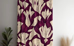 Floral Curtains, Purple Floral Print Curtain Panel, Deep Purple Floral Drapes, Purple and Cream Curtain Panels, Modern Floral Window Panel