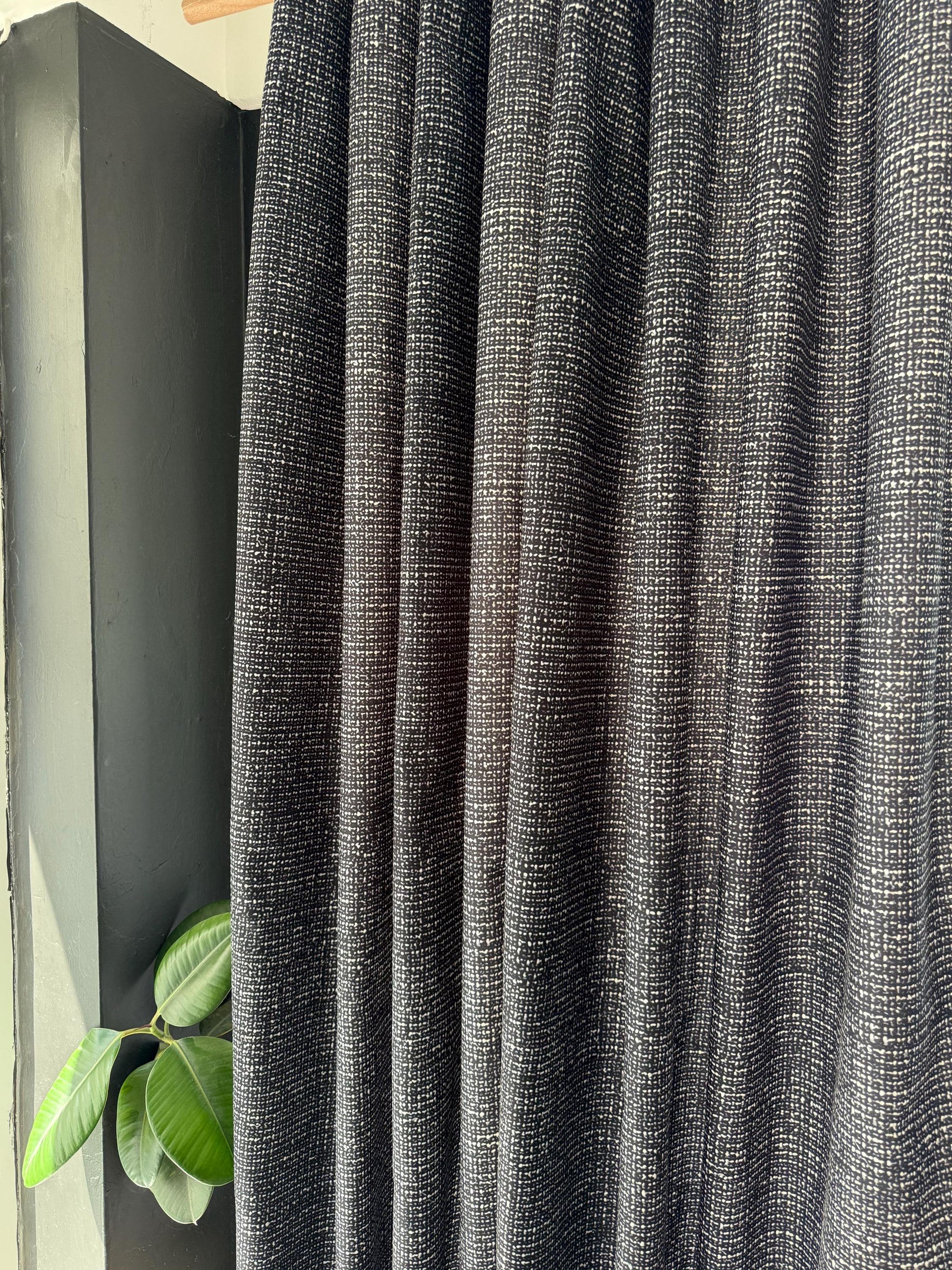 Black Curtain Panels, Retro Boho Curtains, Anthracite Grommets Panel, Black Abstract Retro Style Curtain, Dark Gray Curtain, Black Drapes