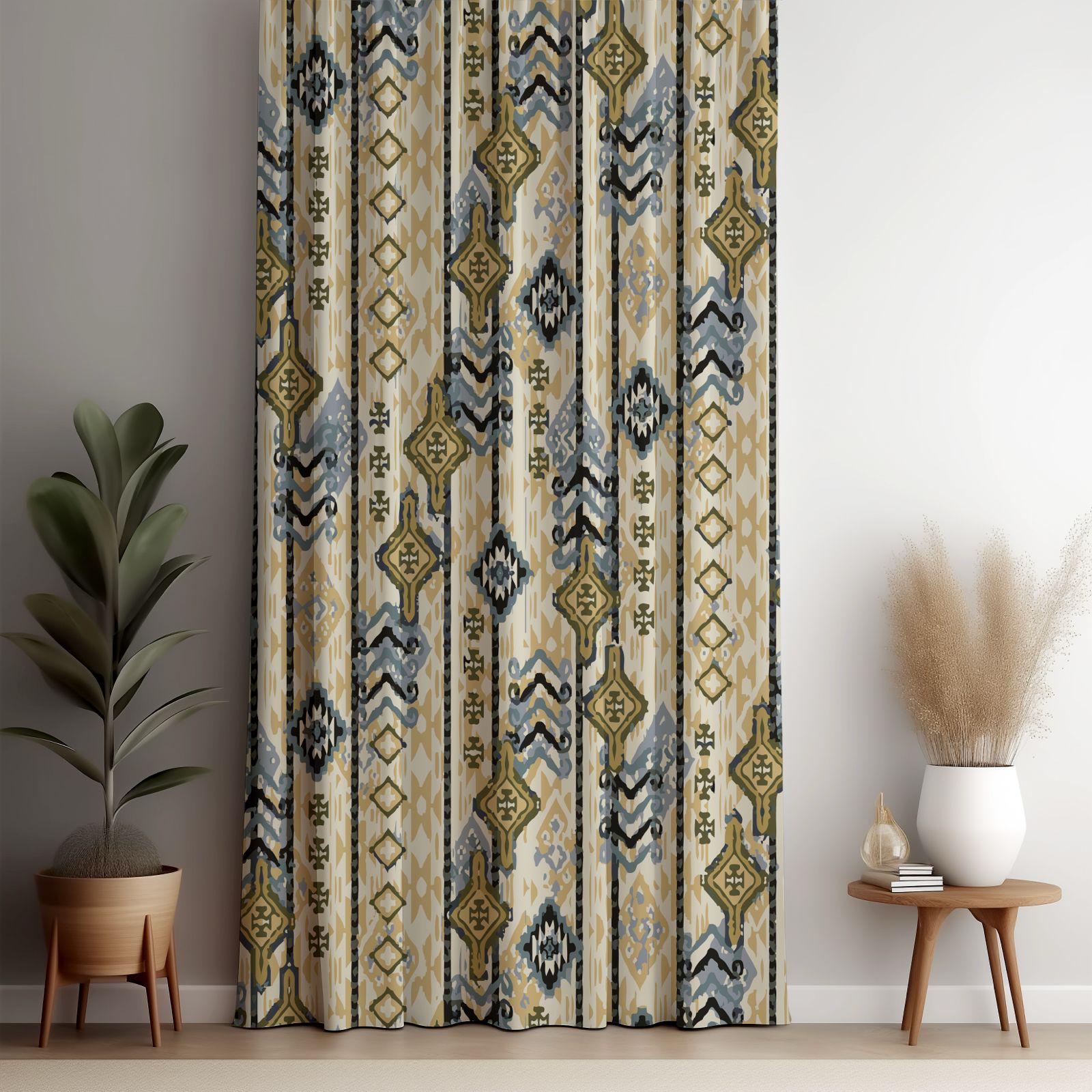 Modern Ethnic Curtains, Southwest Ethnic Window Drapes, Ethnic Rug Geometric Print Curtains, Vintage Ethnic Southwestern Curtain Panels