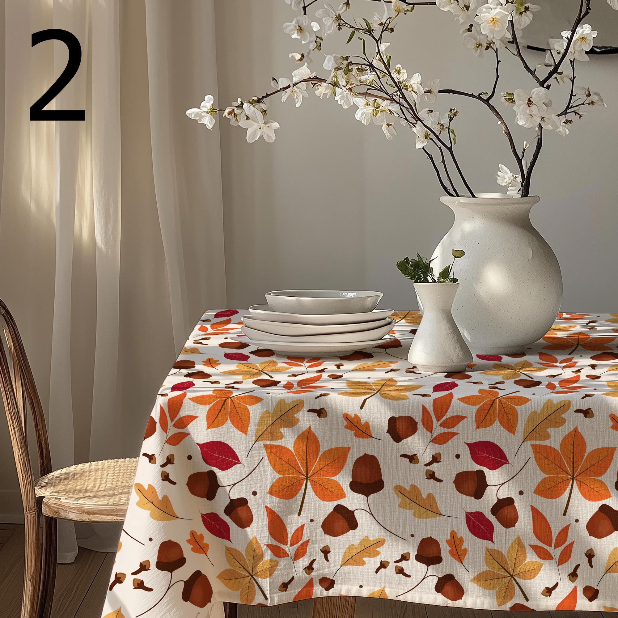 Fall Leaves Table Cloths, Autumn Floral Table Cover, Autumn Seasonal Table Decor, Fall Berries Kitchen Table Linens, Fall Party Decor